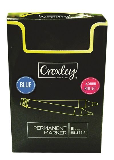 Croxley: Permanent Marker - Blue - Bullet Tip - Box of 10