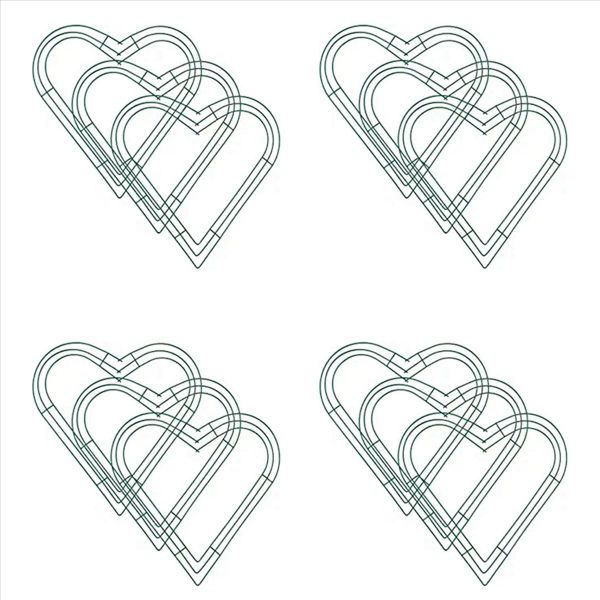 3 Pack Heart Wreath 12 Inch Heart-Shaped Wire Wreath Frame For Home