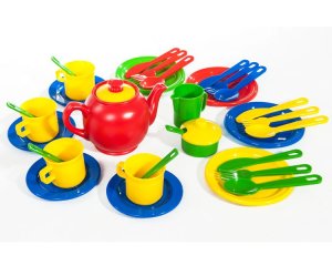 Greenbean Multi-Coloured Tea &amp; Dinner Set: 34 Pieces