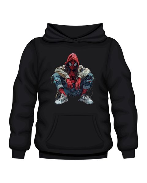 Black Hoodie - Printed - Marvel All Star Spider Man