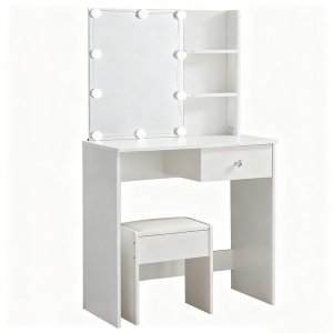 Furnny Dressing Table with Mirror and Lights with Makeup Vanity Desk Chair