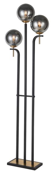 Tri-Stem Ambient Floor Light with Amber or Smoke Glass