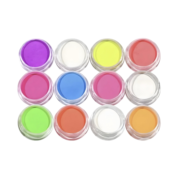 12 Colours Glow in the Dark Pigment Set