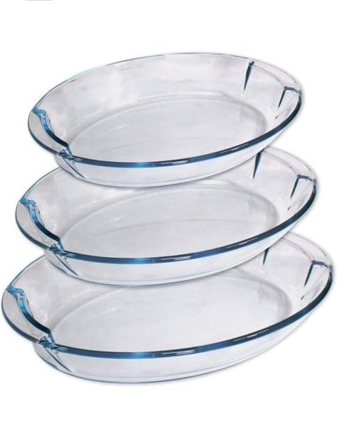 Oval Shape Set Of 3 -Glass Baking Casserole -Durable Heating Bakeware Glass