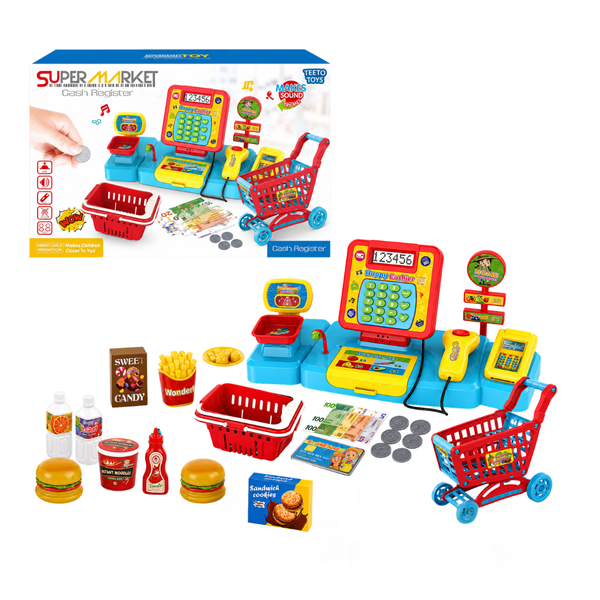 Supermarket Cash Register Playset &amp; Shopping Cart- Toys for Kids