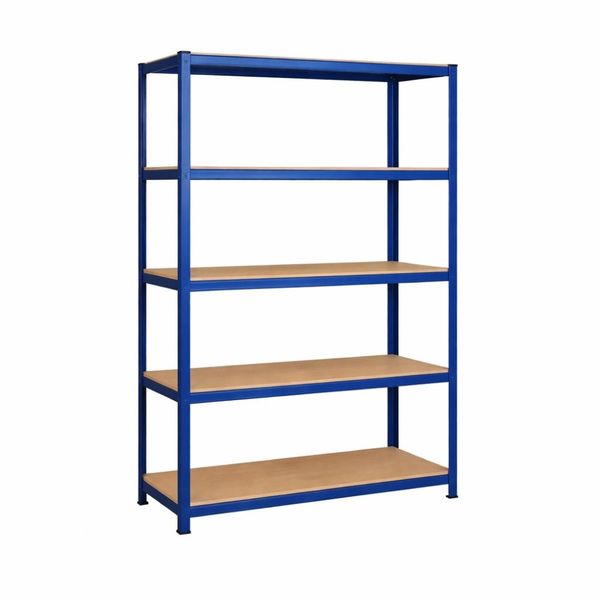 Bragg Heavy-Duty 5-Tier 2m Tall Industrial Steel Storage Shelves, Blue