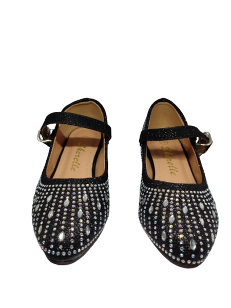 Black Diamante Shoes For Little Girl