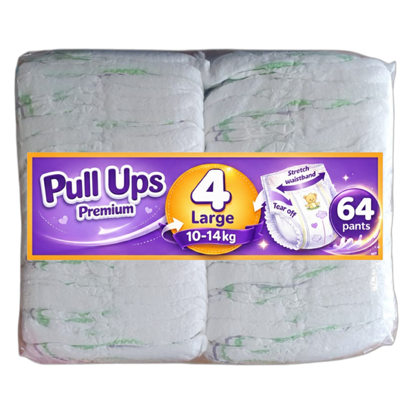 Pull-Up Baby Diaper Pants, Size 4 Large (10-14 kg) x 64