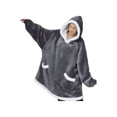 Hooded Blanket Sweatshirt for Women, Cozy Fleece Pajamas, Grey
