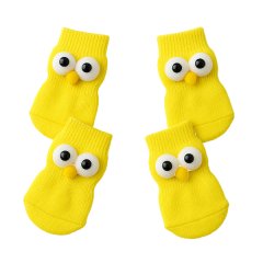 Cute Big-Eyed All-Season Dog Socks - L Size - Yellow