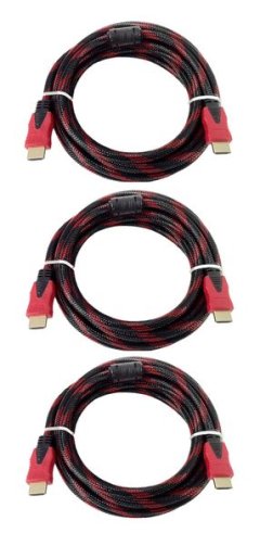 HDMi Cable Braided 5m - Black &amp; Red - 3 Pack