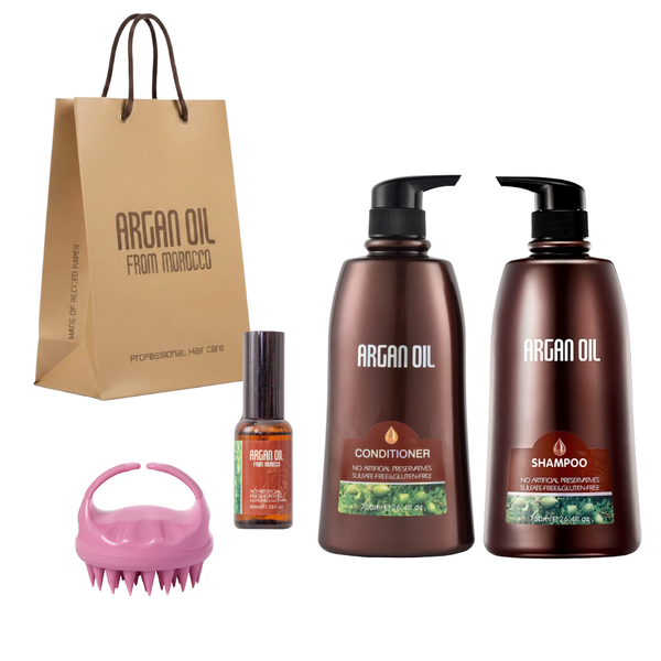 Argan Oil 750ml Shampoo &amp; Conditioner plus 30ml Argan Oil &amp; Scalp Massager