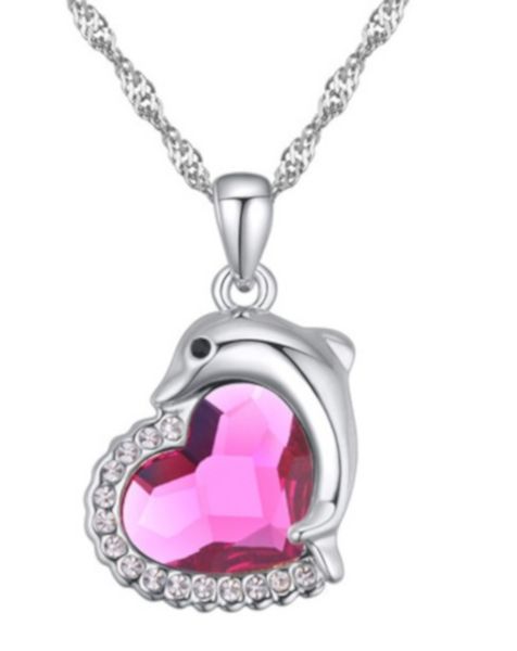 Dolphin Hearted Shaped Necklace with crystals from Swarovski
