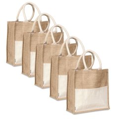 Love &amp; Sparkles Cotton &amp; Jute 5 pack eco shopper structured totes