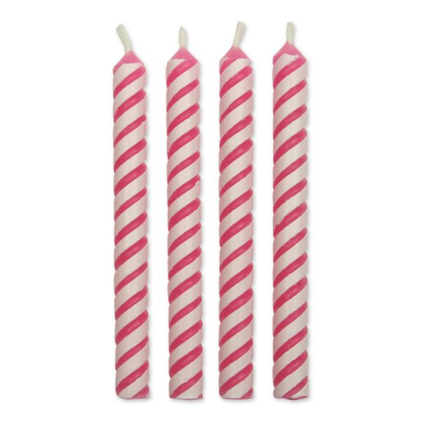 24-Pack Medium Pink Striped Candles Celebration - Birthday Party - Cake Decorating