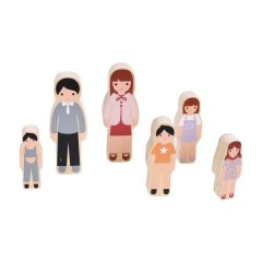 6-Piece Wooden Doll House Family Set - Educational Toy for Kids