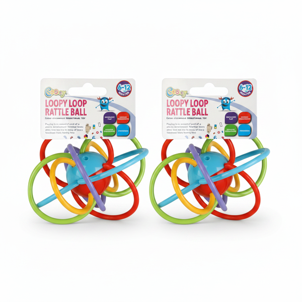 Cooey Baby Rattle Loopy Loops Ball - 14 cm Multicolored Activity - 2 Pack