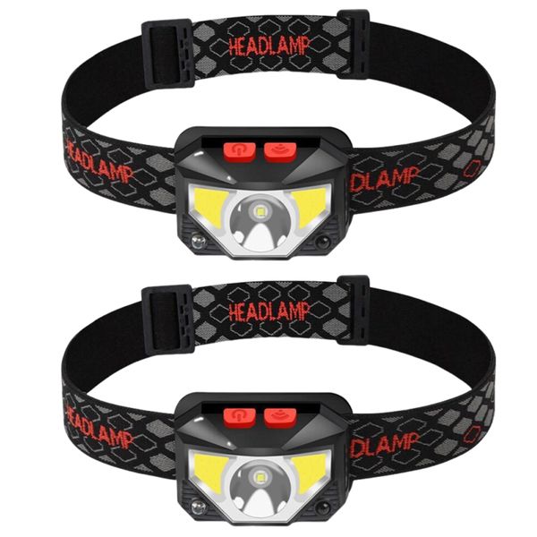 2 Pieces Headlight Flashlight Headlamp 1000 Lumens LED Rechargeable 6 Modes