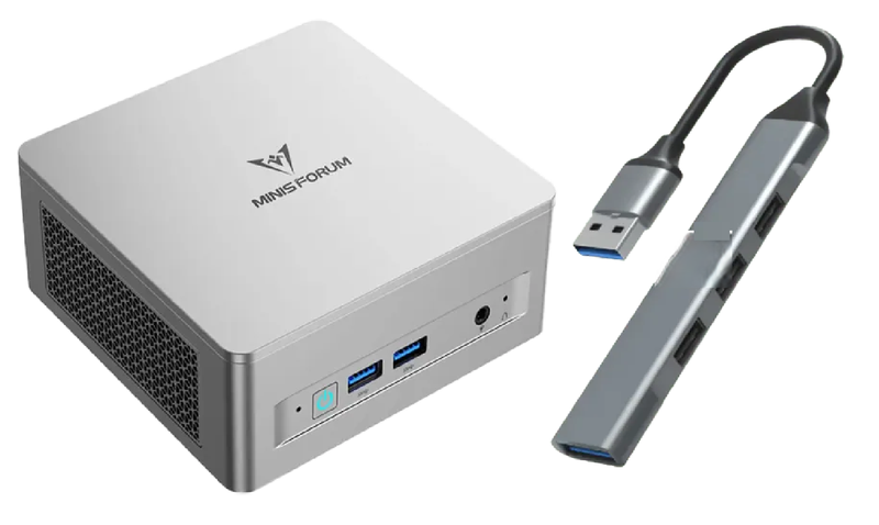 MINISFORUM Slim PC AMD Ryzen 5 16GB RAM/4TB SSD Mini PC + CAD Multiport Hub