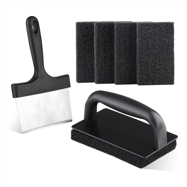Griddle Cleaning Kit Flat Top Scouring Pads with 6In Grill Scraper