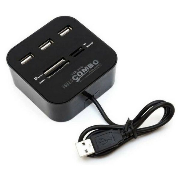 USB 2.0 HUB &amp; Card Reader - Black