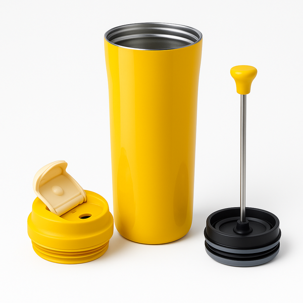 Portable Coffee Tumbler with Built-In French Press - 0.36 L Travel Tumbler