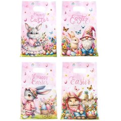 25 Piece - Easter Bunny Party Gift Bags - Pastel Pink Happy Easter Design