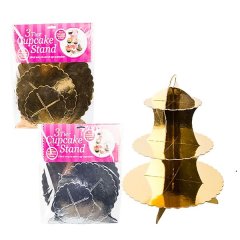 Bulk Pack x 4 Cake Stand Paper 3-tier Metallic