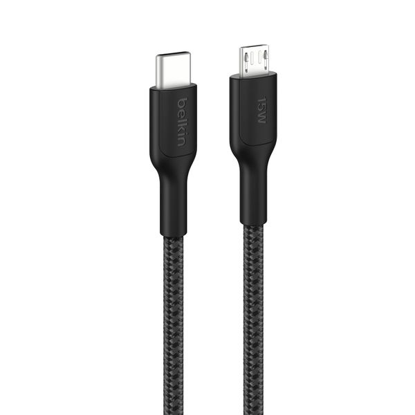 Belkin Eco USB-C to Micro USB Cable 1M - Soft, Braided, Flexible Fast Charging Cable, USB-IF Certified Type C to Micro USB Charger Cord for Cameras,