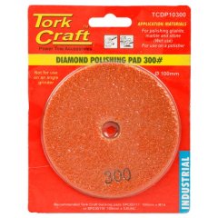 Tork Craft - 100mm Diamond Wet Polishing Pad 300 Grit Orange - 3 Pack