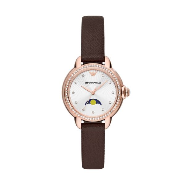 Armani Mia Womens Brown Leather Watch-AR11568