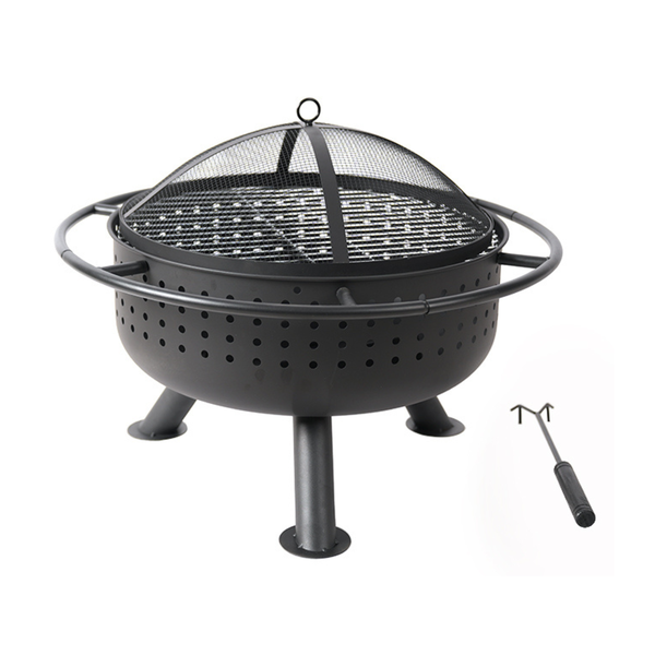 BraaiBoss Core Fire Pit and Braai Grill with Mesh Cover and Poker