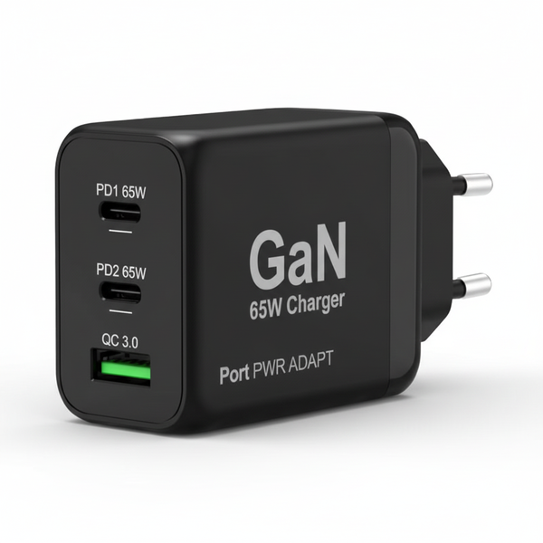 Port Universal 65W GaN Power Adapter with Multiple Ports