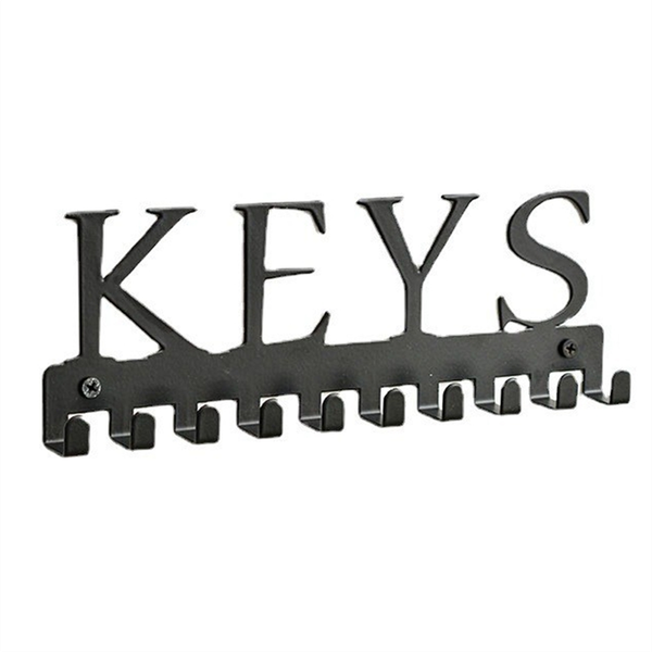 Key Holder Wall Mount, Black Key Hanger Wall Decor With 10 Key Hooks