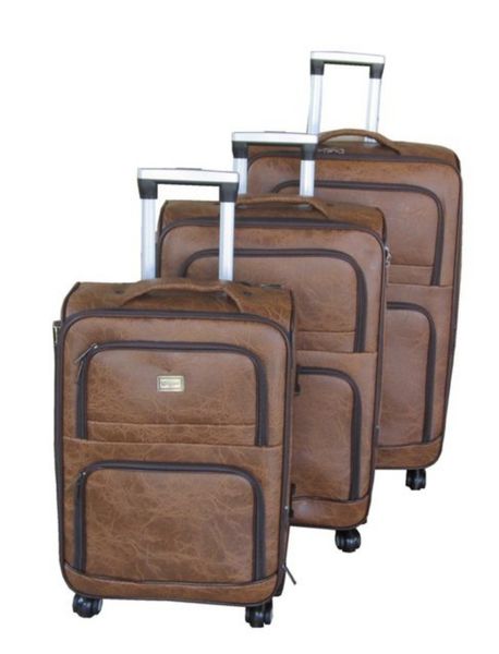 Acesa Quality Luggage Set of 3 PU Leather Travel Suitcase Set - Maroon