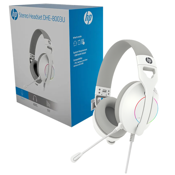 HP DHE-8003U USB Stereo Gaming Headset with Mic | White