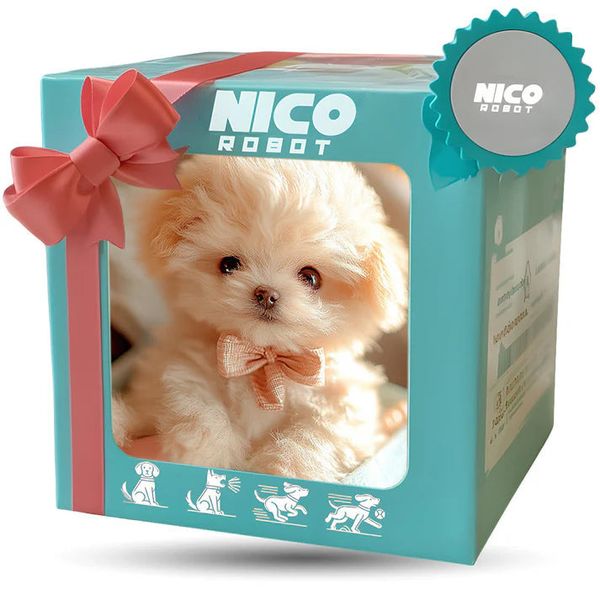Electric Plush Toy Dog for Kids White with Red Bow 1 Unit