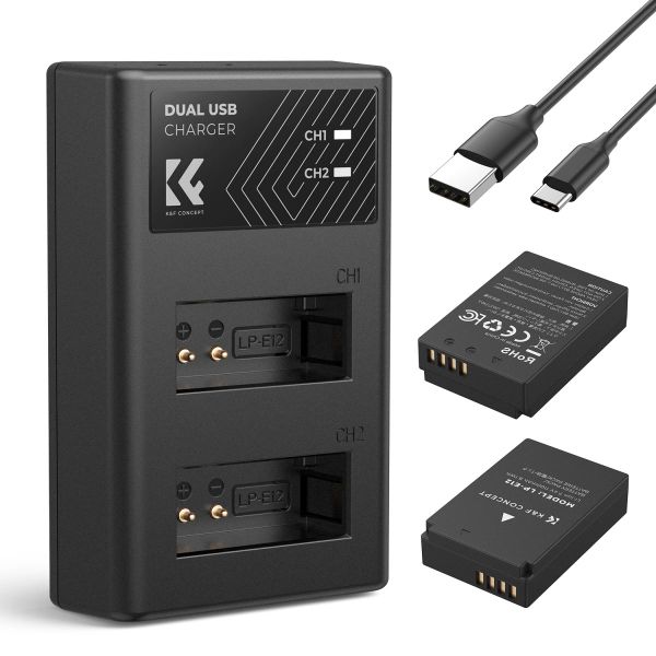 K&amp;F Canon LP-E12 Battery Kit - 2 Batteries and Dual Charger | KF28.0029