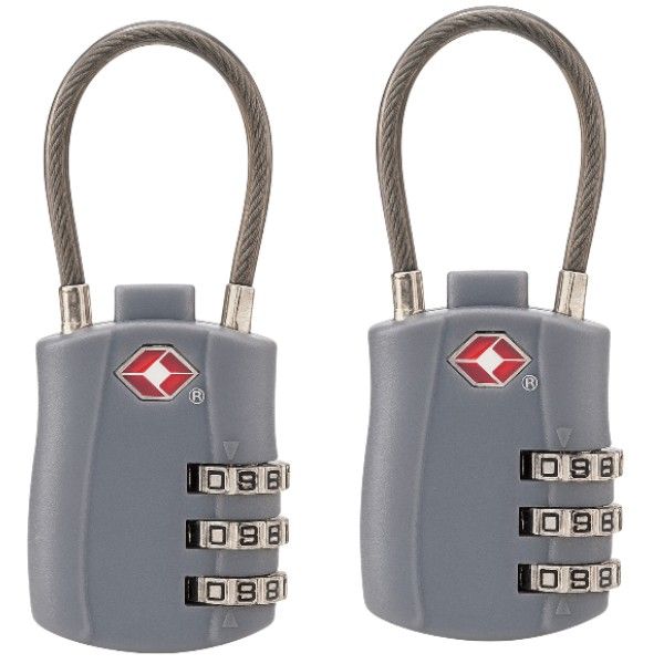 2 Pack - 3-Dial Security Padlock With Flexible Cable Shackle