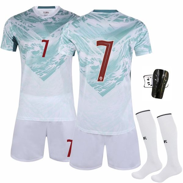 Boys 7# Short Sleeve Soccer Jersey Set - Blue/White - 4 Pieces