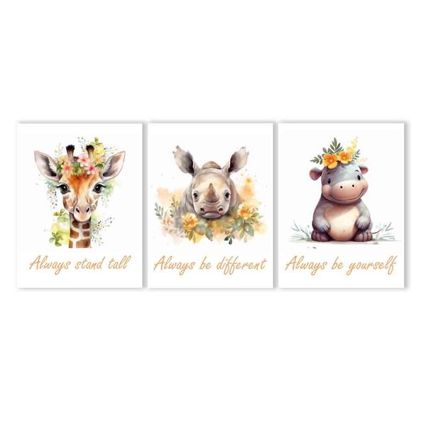 Safari Animals Canvas - 3pcs
