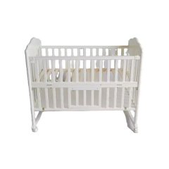 Wooden Eco-Friendly Crib Double Kid Fence Safety-White