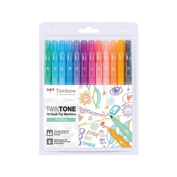 Tombow TwinTone Marker Set, Pastel Colours