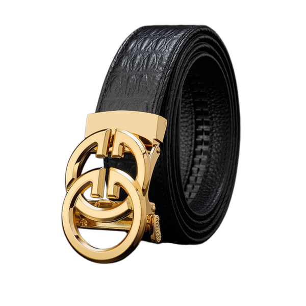 130cm Stylish Men's Luxury Genuine Leather Metal Alloy Buckle Belt