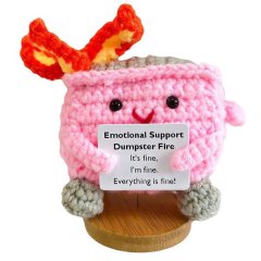 Crochet Positive Doll Cute Dumpster Fire Crochet Doll Pink