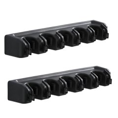 2 Piece Wall Mounted Broom Holder and Tool Organizer for Home - Black