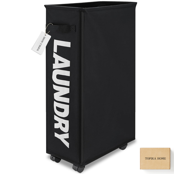 Topika Foldable Laundry Basket , With Wheels &amp; Removable Bag, 40/80L