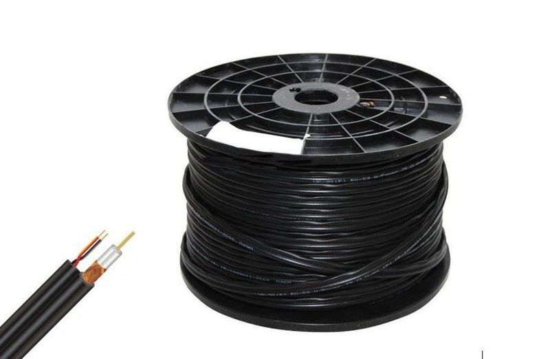 CCTV Cable Coax BNC RG59 &amp; Power Adaptor - 100m CCA