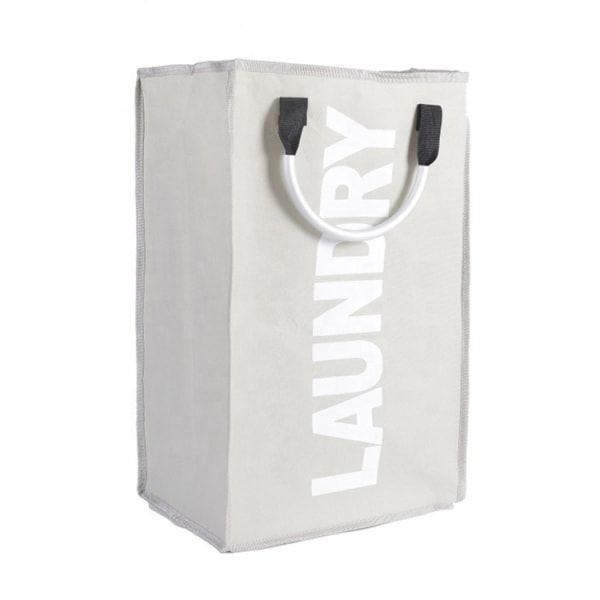 Heavy Duty Polyester Black White Laundry Basket Rectangle Shape-White