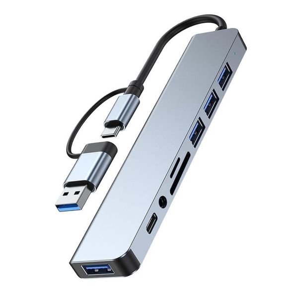 8 In 1 Type-C To USB Multifunction Docking Station Hub Adapter For Desktop